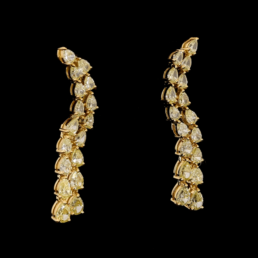 Jewelove™ Earrings Earrings only 18K Yellow Gold Earrings with Pear Cut Natural Fancy Yellow Diamond JL AU E 106