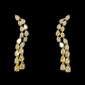 Jewelove™ Earrings Earrings only 18K Yellow Gold Earrings with Pear Cut Natural Fancy Yellow Diamond JL AU E 106