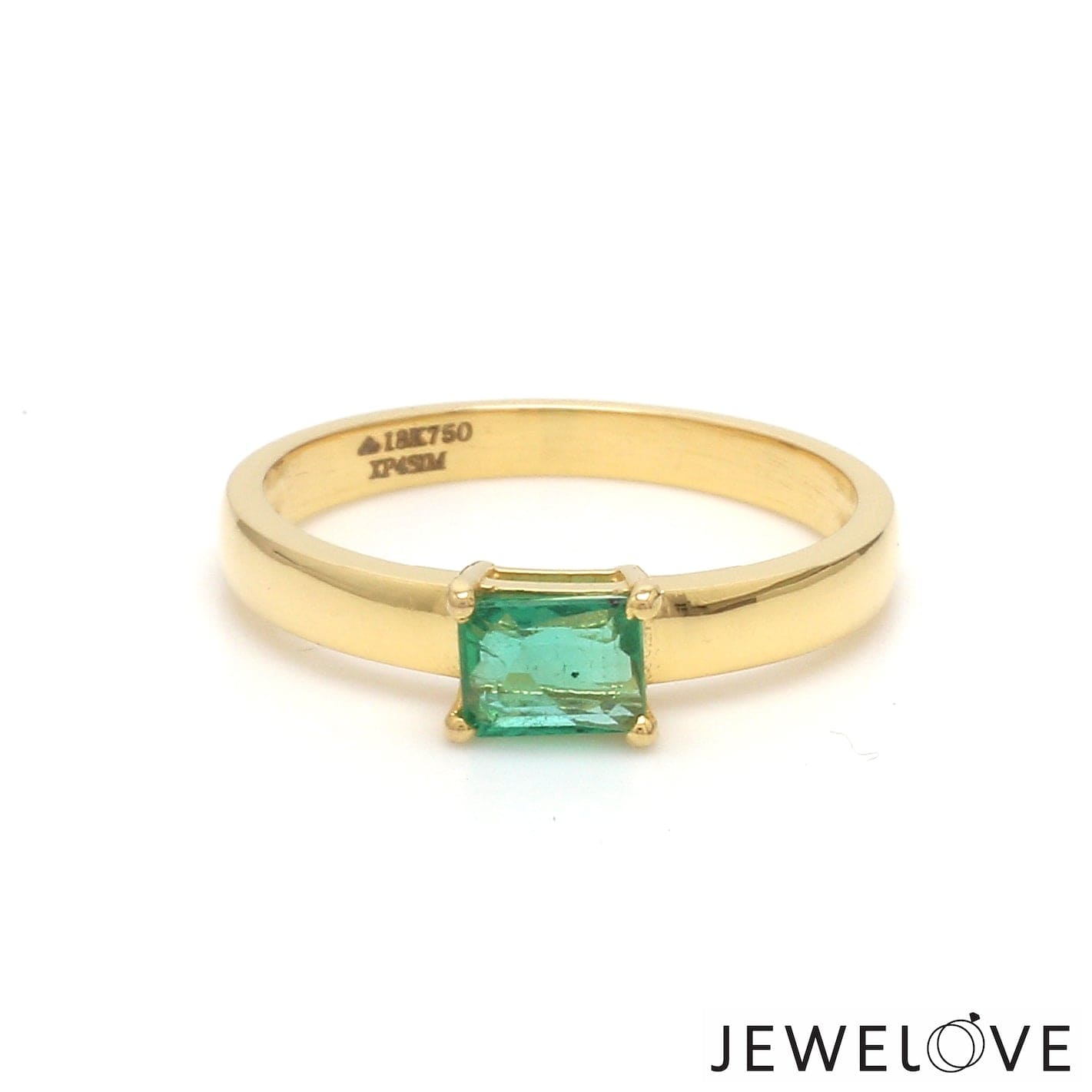 Jewelove™ Rings 18K Yellow Gold Emerald Diamond Ring JL AU 102