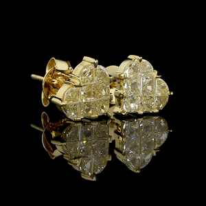 Jewelove™ Earrings Earrings only 18K Yellow Gold Heart Earrings with Natural Fancy Yellow Diamond JL AU E 107