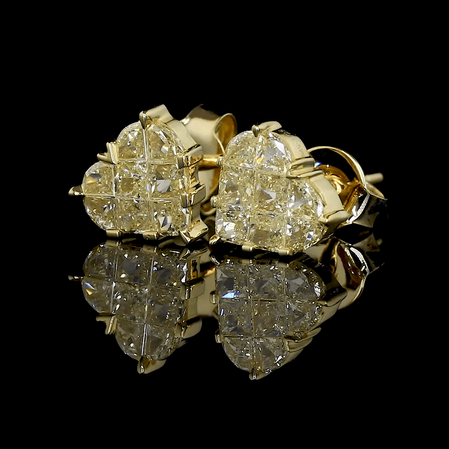 Jewelove™ Earrings Earrings only 18K Yellow Gold Heart Earrings with Natural Fancy Yellow Diamond JL AU E 107