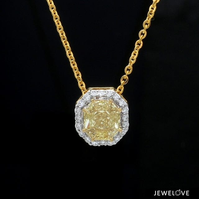 Jewelove™ Pendants 18K Yellow Gold  Pendant Chain with Fancy Color Diamond JL AU P 10