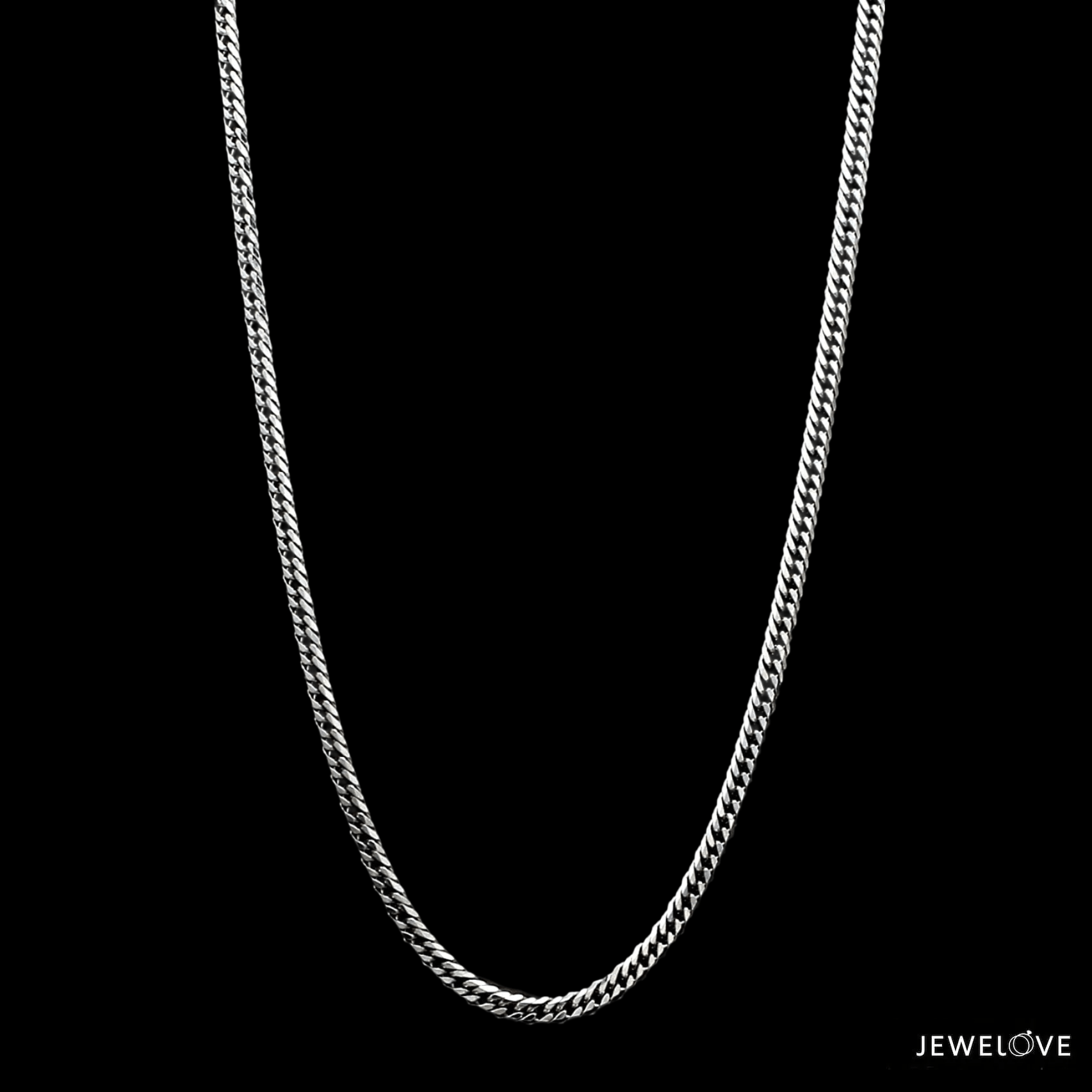 Jewelove™ Chains 20 inches 2.5mm Japanese Platinum Cuban Chain Uni-sex JL PT CH 1005-B