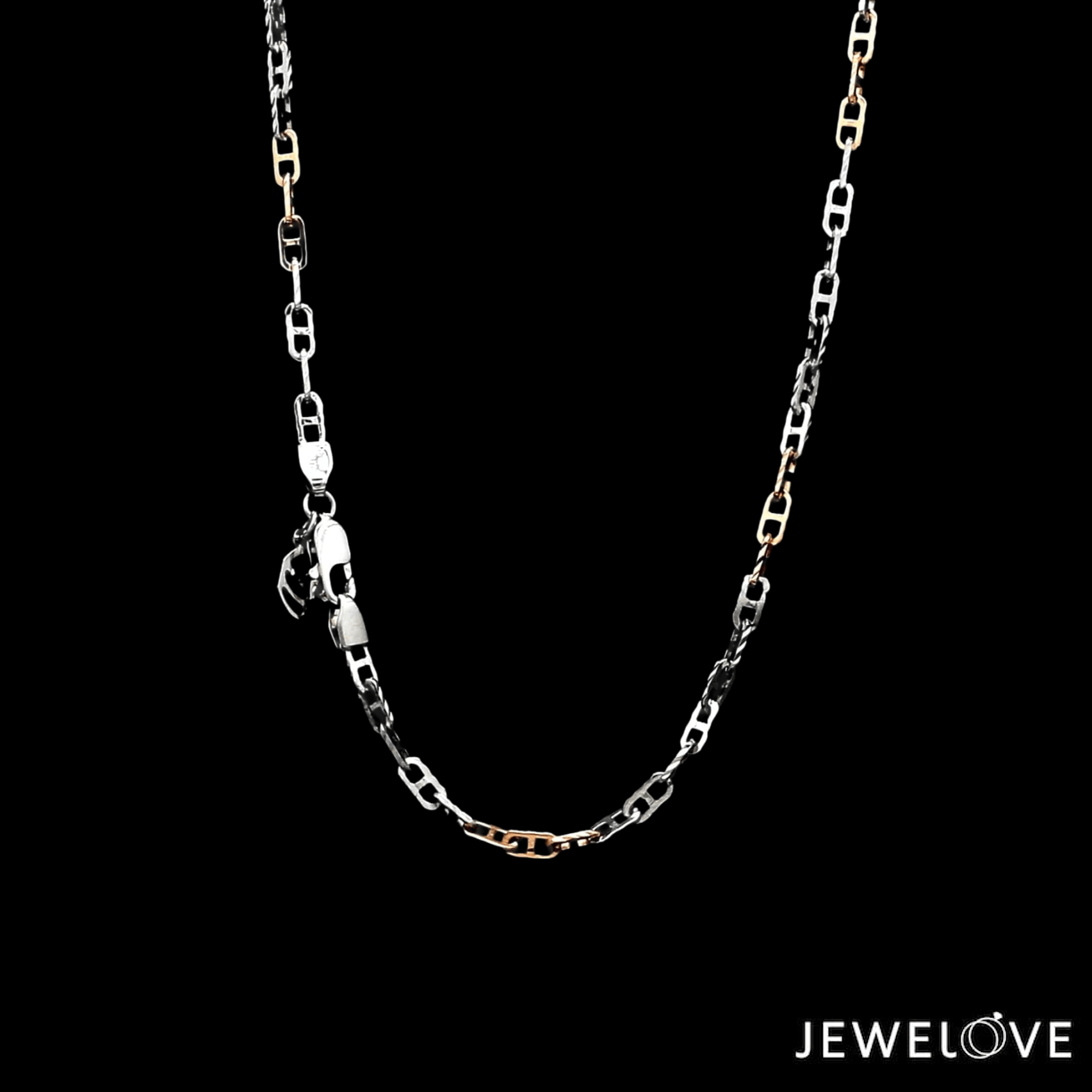 Jewelove™ Chains 18 inches 2.5mm Japanese Platinum Rose Gold Links Chain JL PT CH 1263