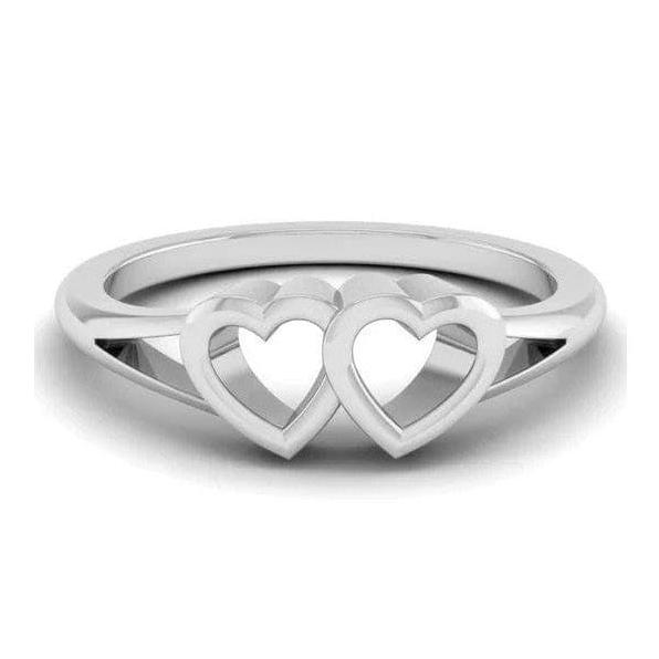 Jewelove™ Rings Women's Band only 2 Hearts Plain Platinum Ring for Women JL PT 550