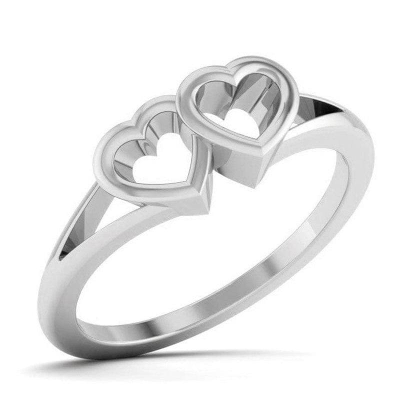 Jewelove™ Rings Women's Band only 2 Hearts Plain Platinum Ring for Women JL PT 550