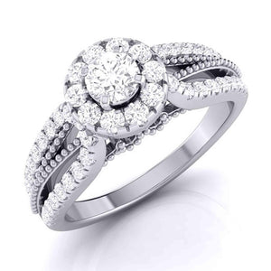 Jewelove™ Rings SI IJ / Women's Band only 20-Pointer Designer Platinum Diamond Engagement Ring JL PT G 102-A