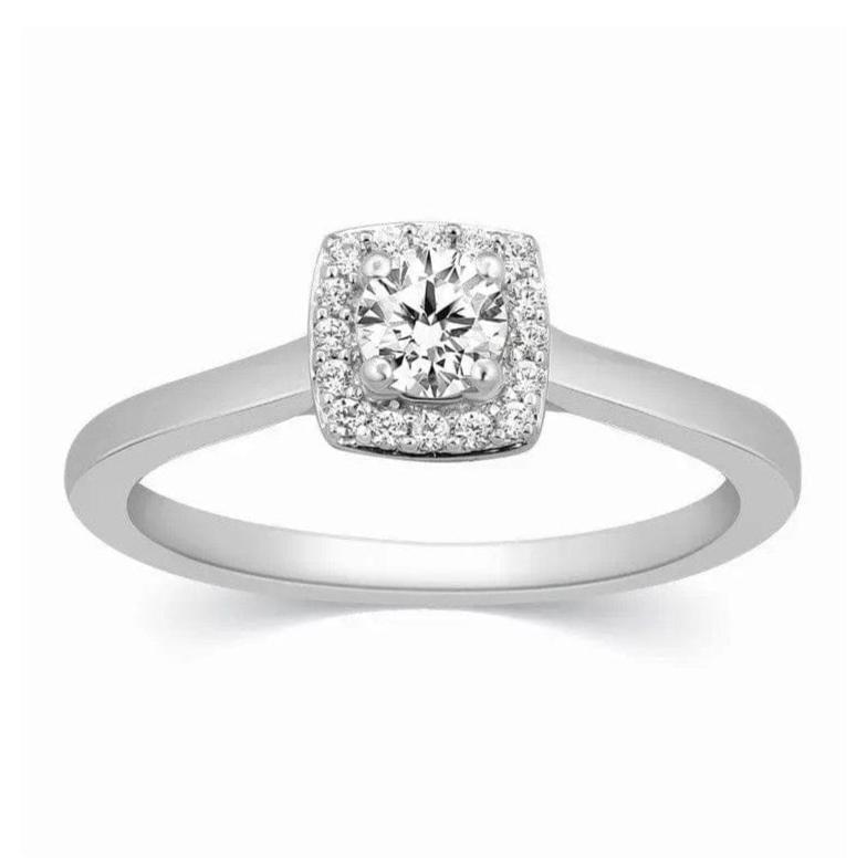 Jewelove™ Rings 20 Pointer Square Halo Diamond Platinum Engagement Ring JL PT 325