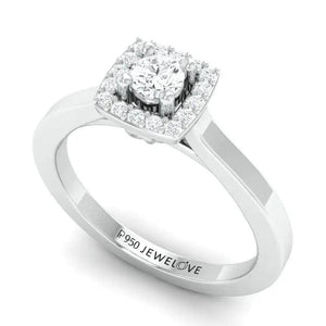 Jewelove™ Rings 20 Pointer Square Halo Diamond Platinum Engagement Ring JL PT 325