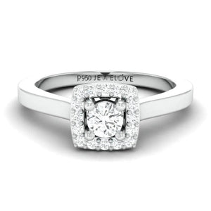 Jewelove™ Rings 20 Pointer Square Halo Diamond Platinum Engagement Ring JL PT 325