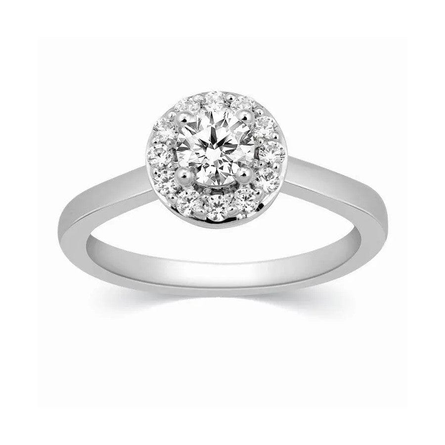 Jewelove™ Rings SI IJ / Women's Band only 25 Pointer Halo Diamond Platinum Engagement Ring JL PT 324-Z