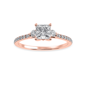 Jewelove™ Rings Women's Band only / VS I 25-Pointer Princess Cut Diamond Accents Shank 18K Rose Gold Ring JL AU 1240R-C