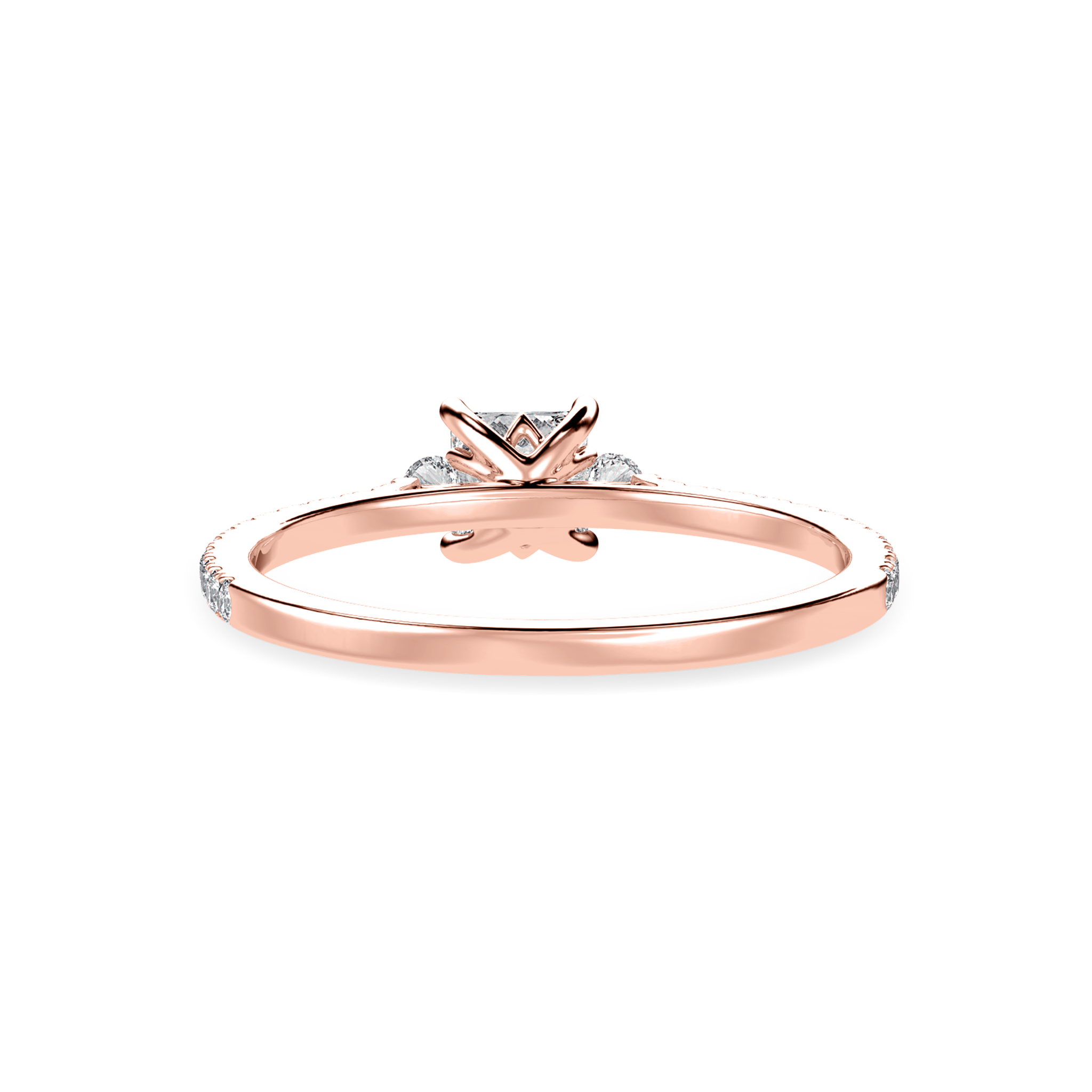 Jewelove™ Rings Women's Band only / VS I 25-Pointer Princess Cut Diamond Accents Shank 18K Rose Gold Ring JL AU 1240R-C