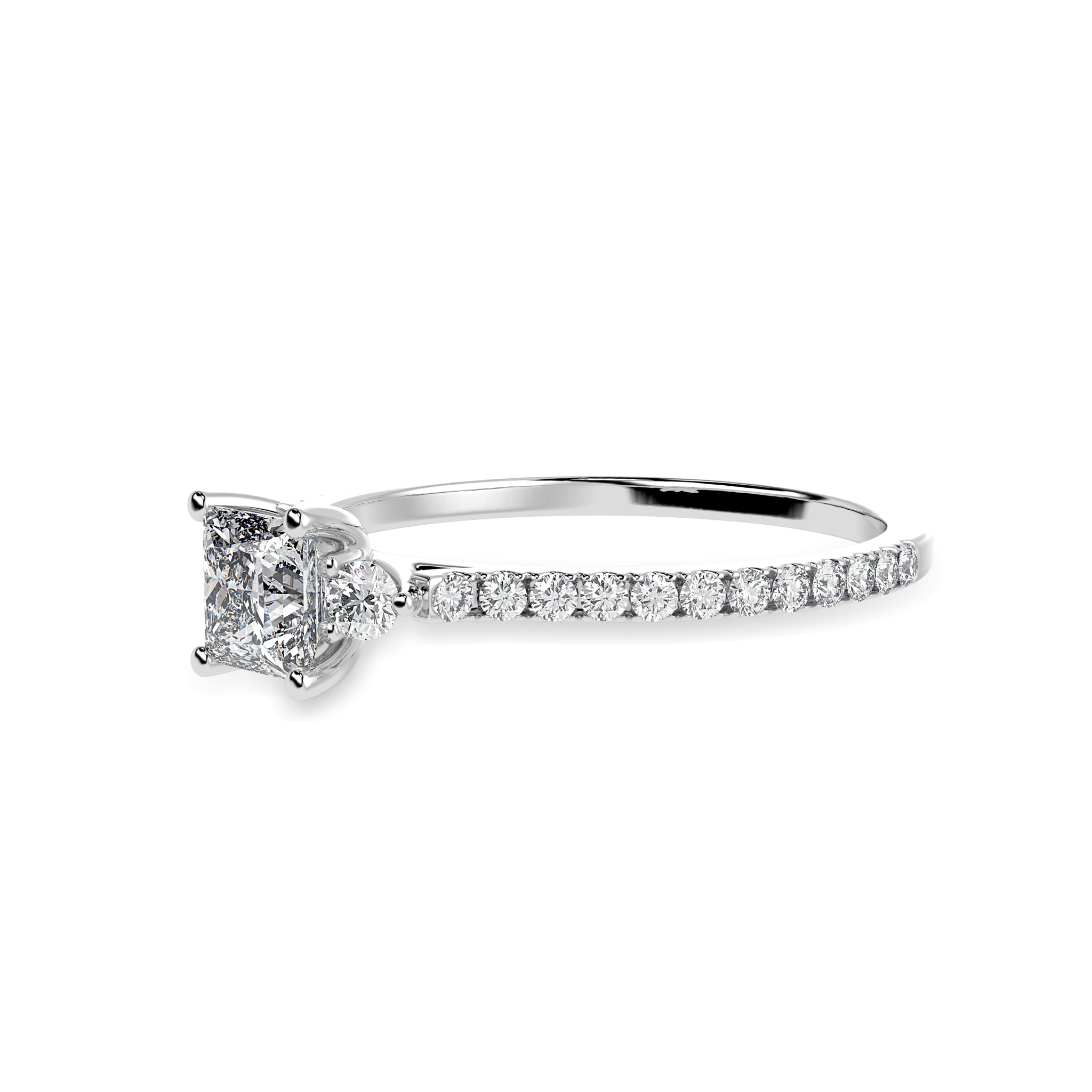 Jewelove™ Rings I VS / Women's Band only 25-Pointer Princess Cut Diamond Accents Shank Platinum Ring JL PT 1240-C