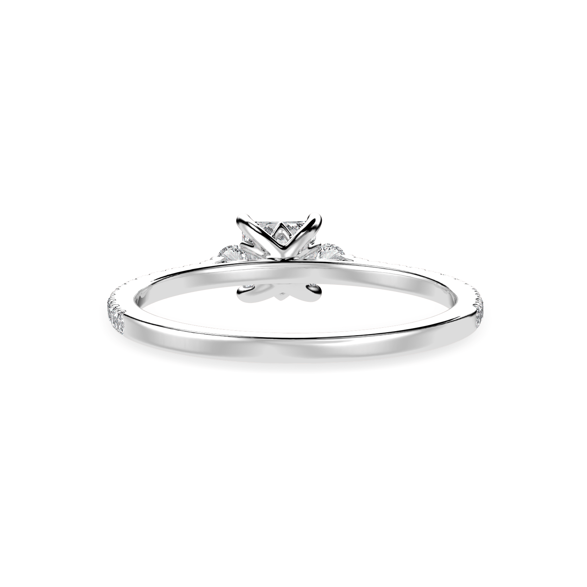 Jewelove™ Rings I VS / Women's Band only 25-Pointer Princess Cut Diamond Accents Shank Platinum Ring JL PT 1240-C