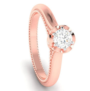 Jewelove™ Rings Women's Band only / VS J 25-Pointer Solitaire Rose Gold Milgrain Touch Ring JL AU G 111