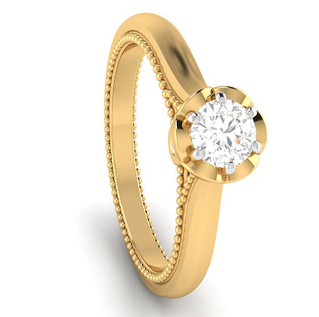 Jewelove™ Rings Women's Band only / VS J 25-Pointer Solitaire Yellow Gold Milgrain Touch Ring JL AU G 111Y