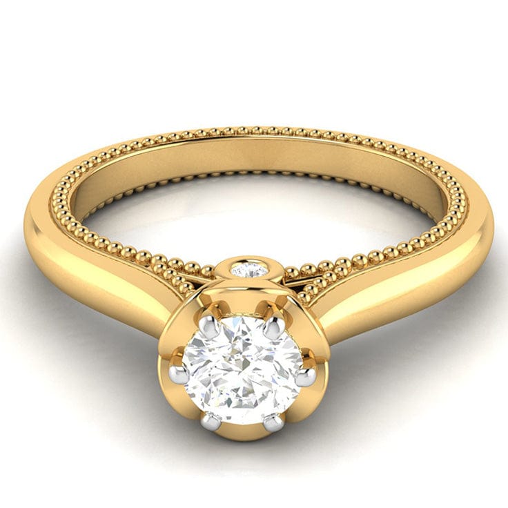 Jewelove™ Rings Women's Band only / VS J 25-Pointer Solitaire Yellow Gold Milgrain Touch Ring JL AU G 111Y