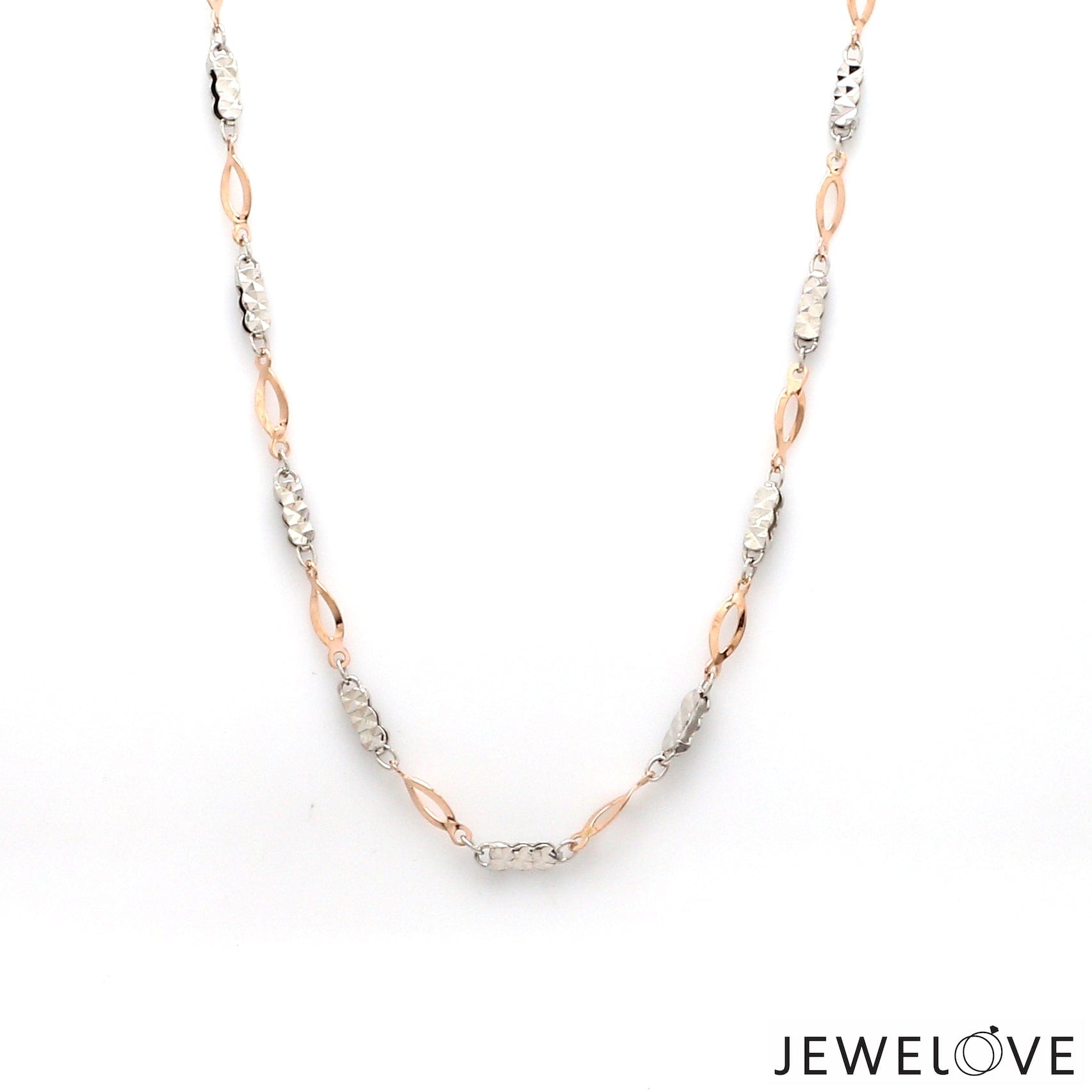 Jewelove™ Chains 16 inches 2mm Japanese Designer Platinum Rose Gold Chain for Women JL PT CH 1265