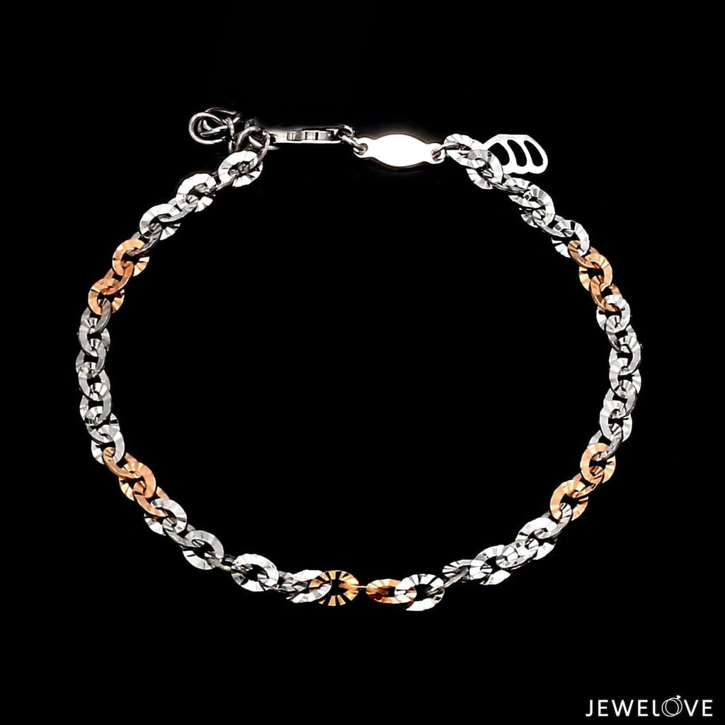 Jewelove™ Bangles & Bracelets 3.25mm Japanese Platinum Rose Gold Bracelet for Women JL PTB 659R