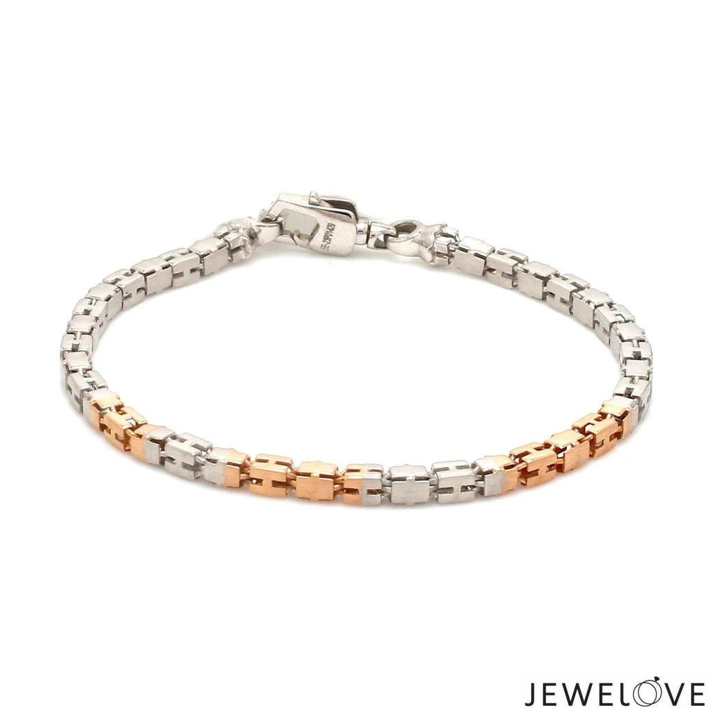 Jewelove™ Bangles & Bracelets 3.25mm Platinum Rose Gold Bracelet with Hi-Polish & Matte Finish for Men JL PTB 1178-A