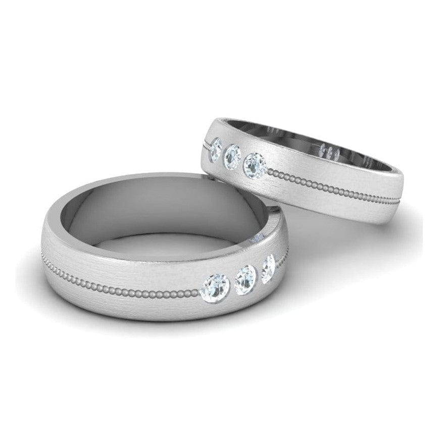 Jewelove™ Rings 3 Diamond Platinum Love Bands JL PT 652