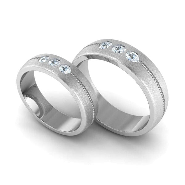 Jewelove™ Rings 3 Diamond Platinum Love Bands JL PT 652