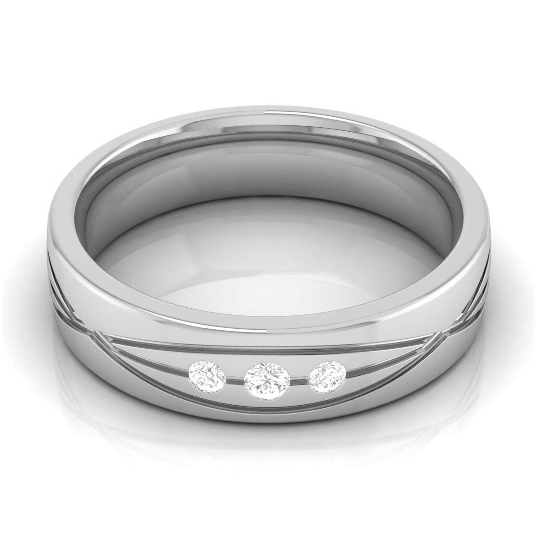 Jewelove™ Rings 3 Diamond Platinum Love Bands  JL PT R-8001