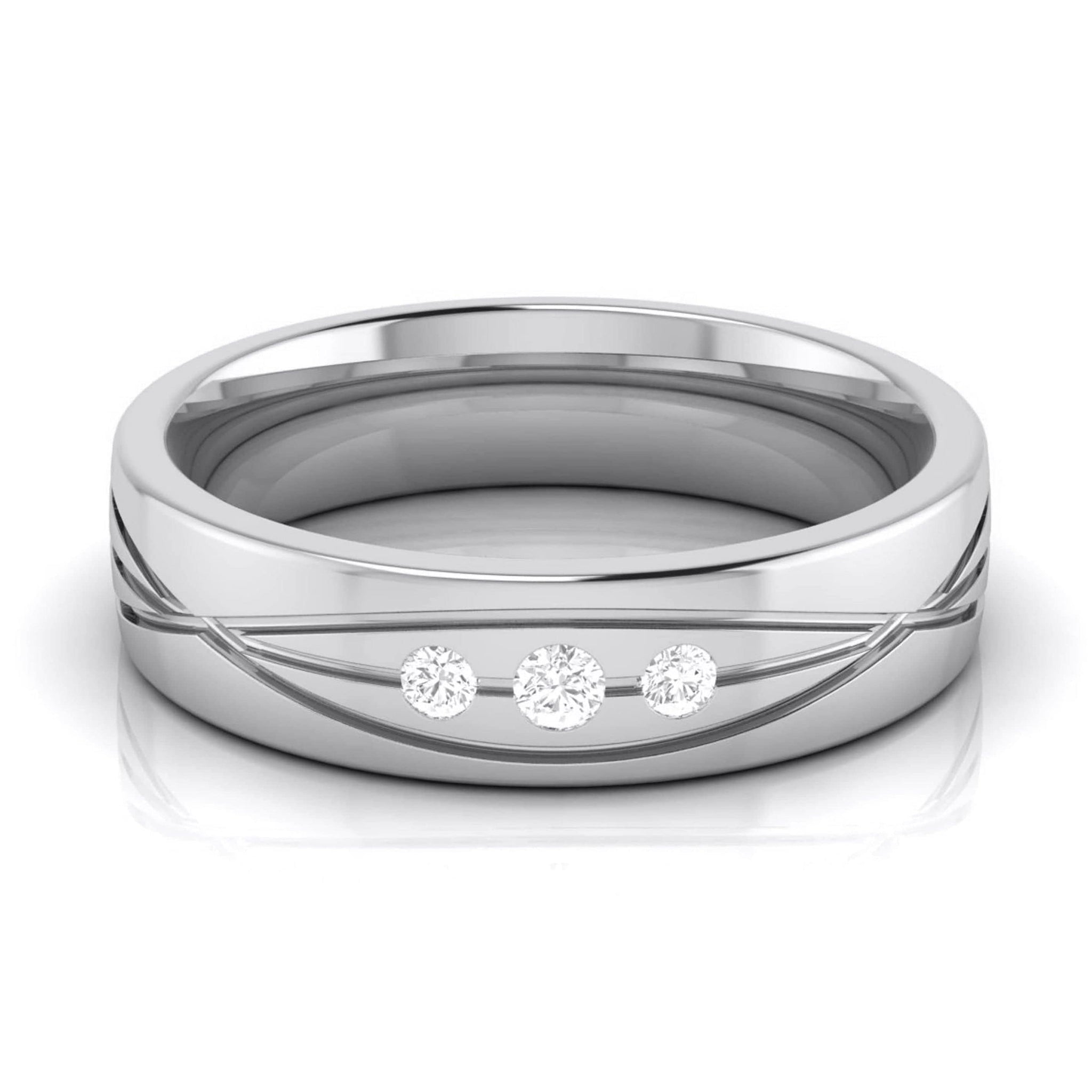 Jewelove™ Rings 3 Diamond Platinum Love Bands  JL PT R-8001