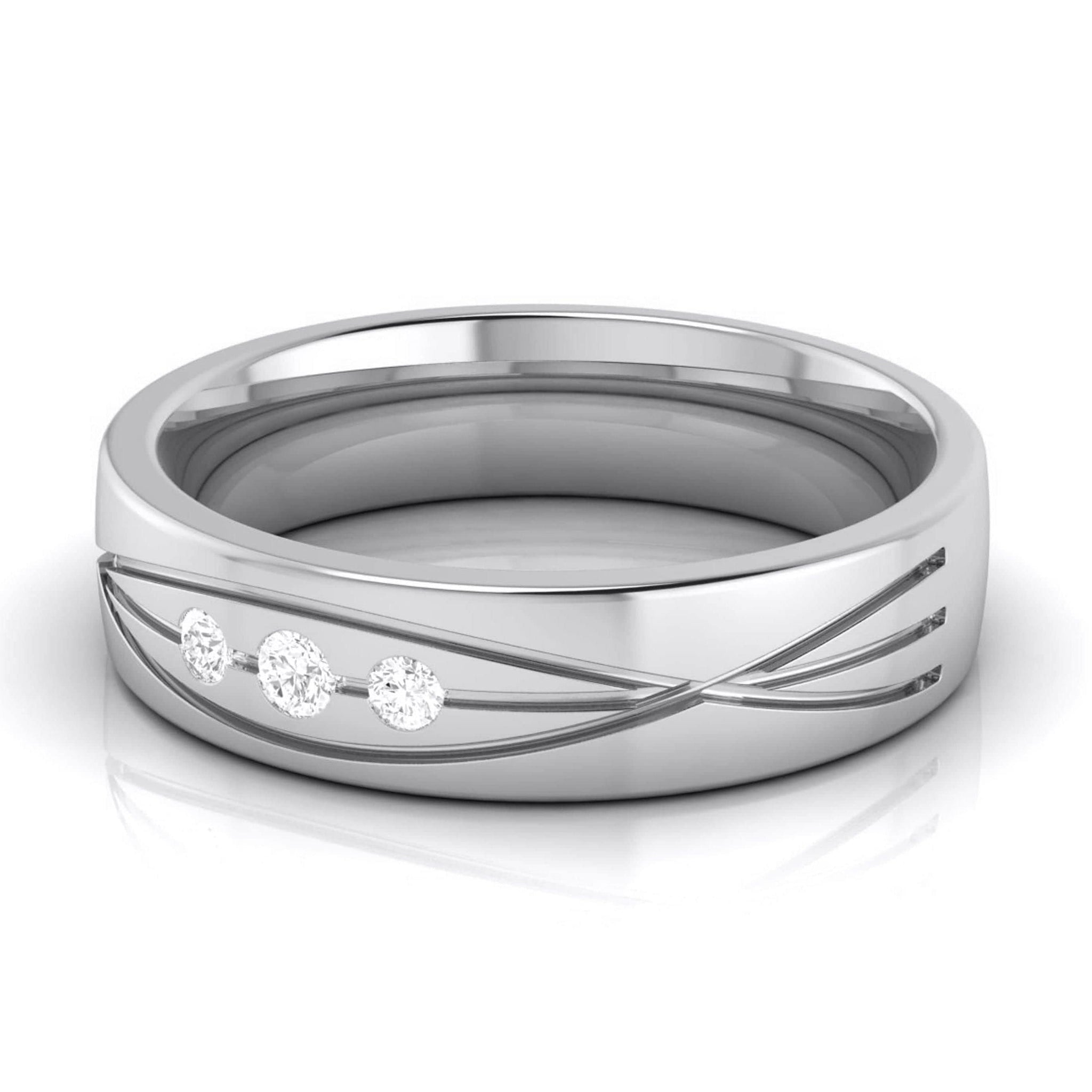 Jewelove™ Rings 3 Diamond Platinum Love Bands  JL PT R-8001