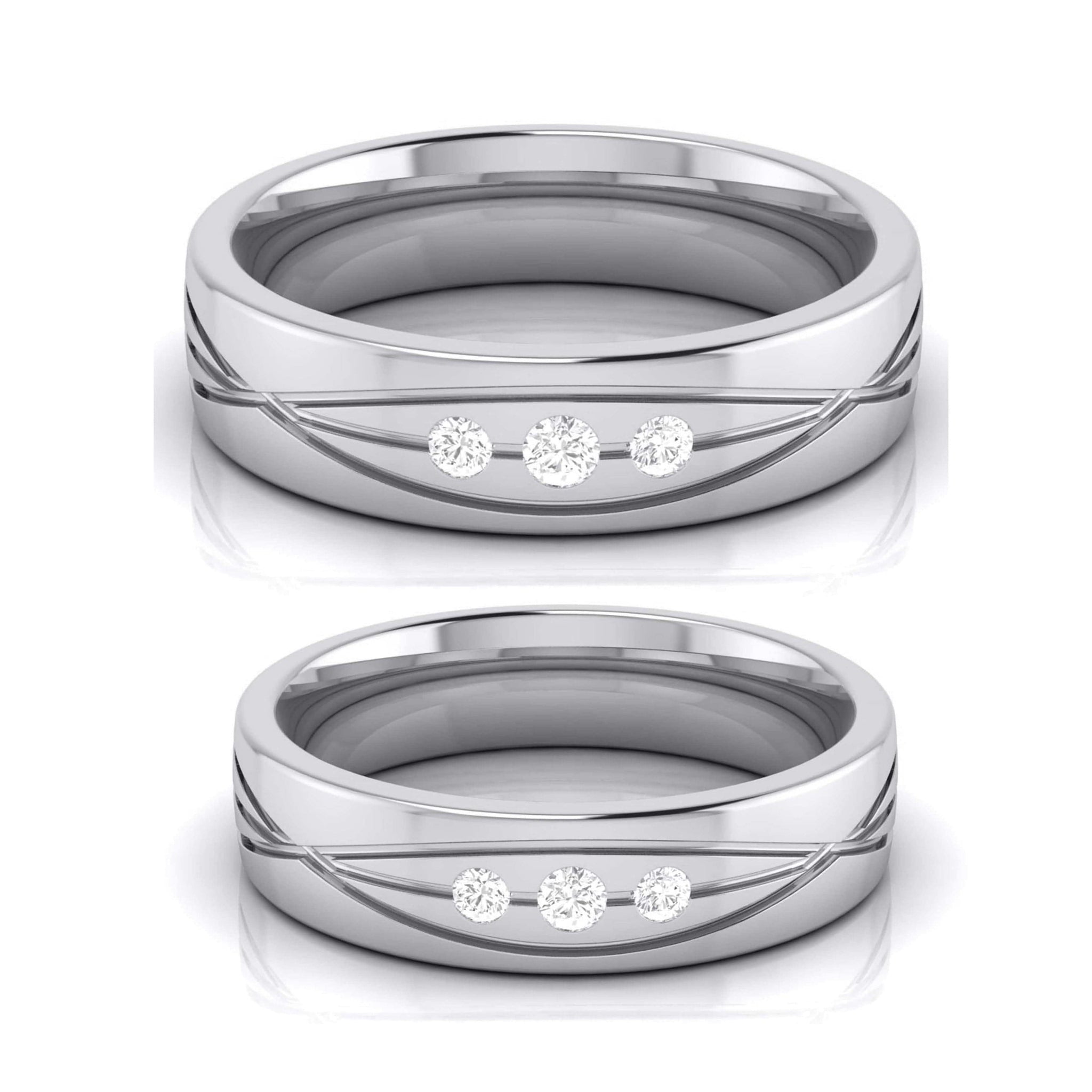 Jewelove™ Rings 3 Diamond Platinum Love Bands  JL PT R-8001