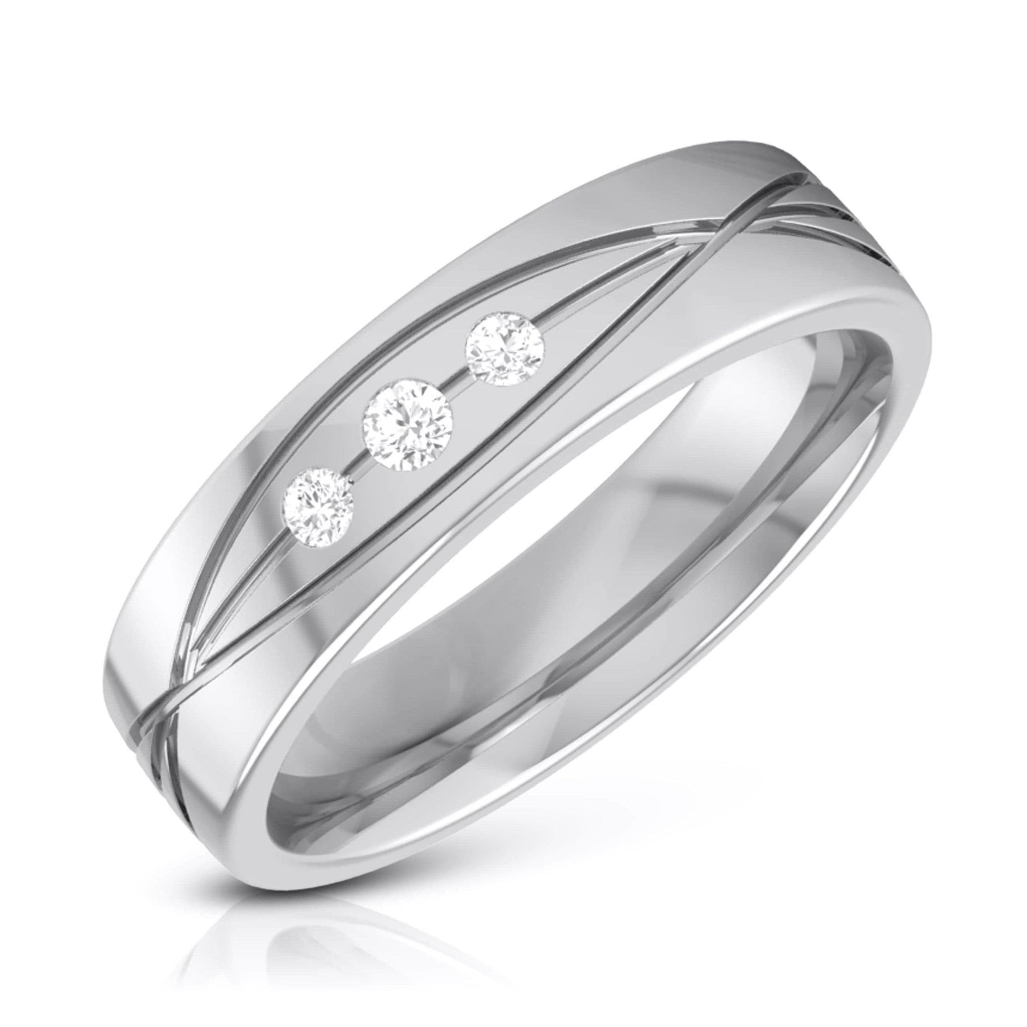 Jewelove™ Rings 3 Diamond Platinum Love Bands  JL PT R-8001