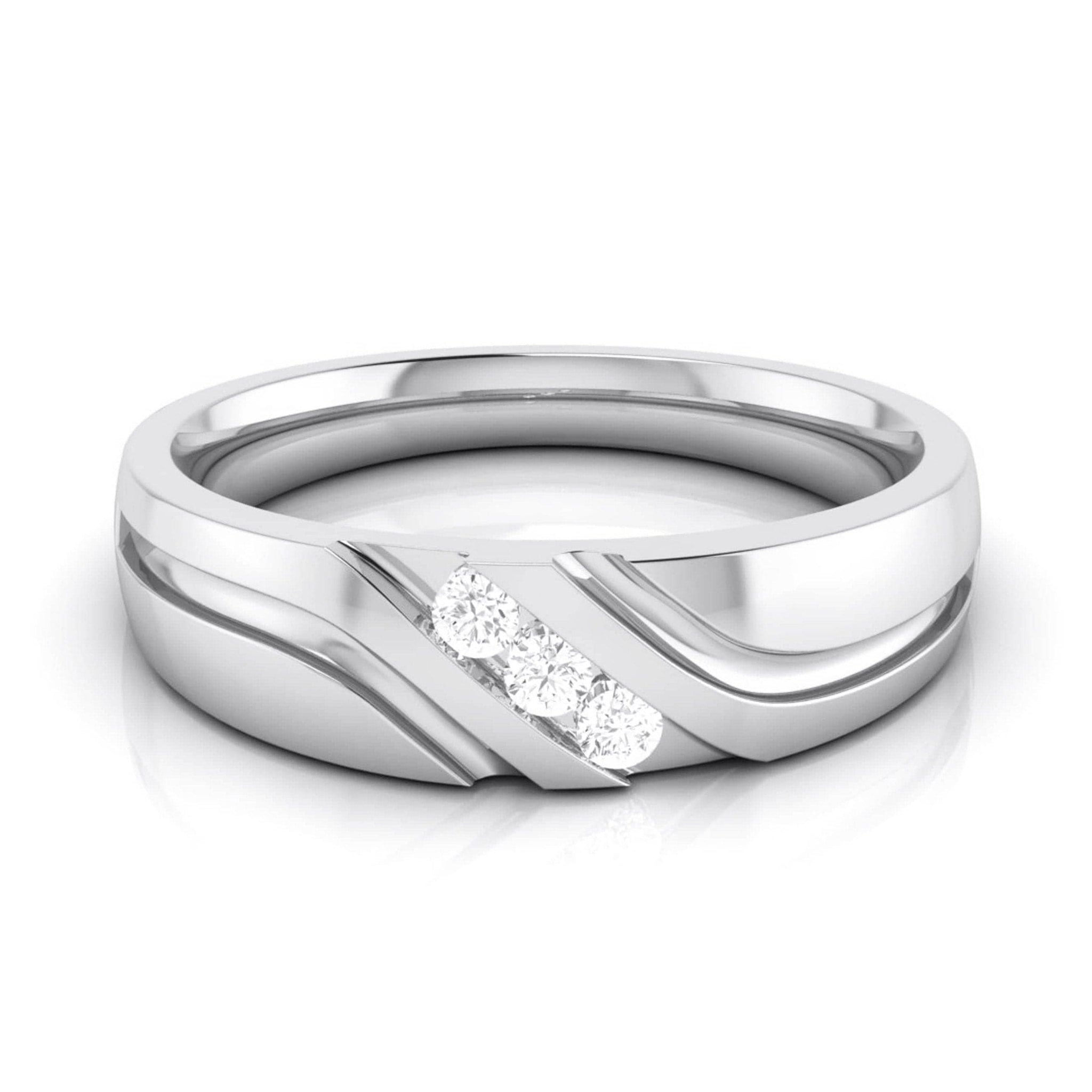 Jewelove™ Rings 3 Diamond Platinum Love Bands JL PT R-8003