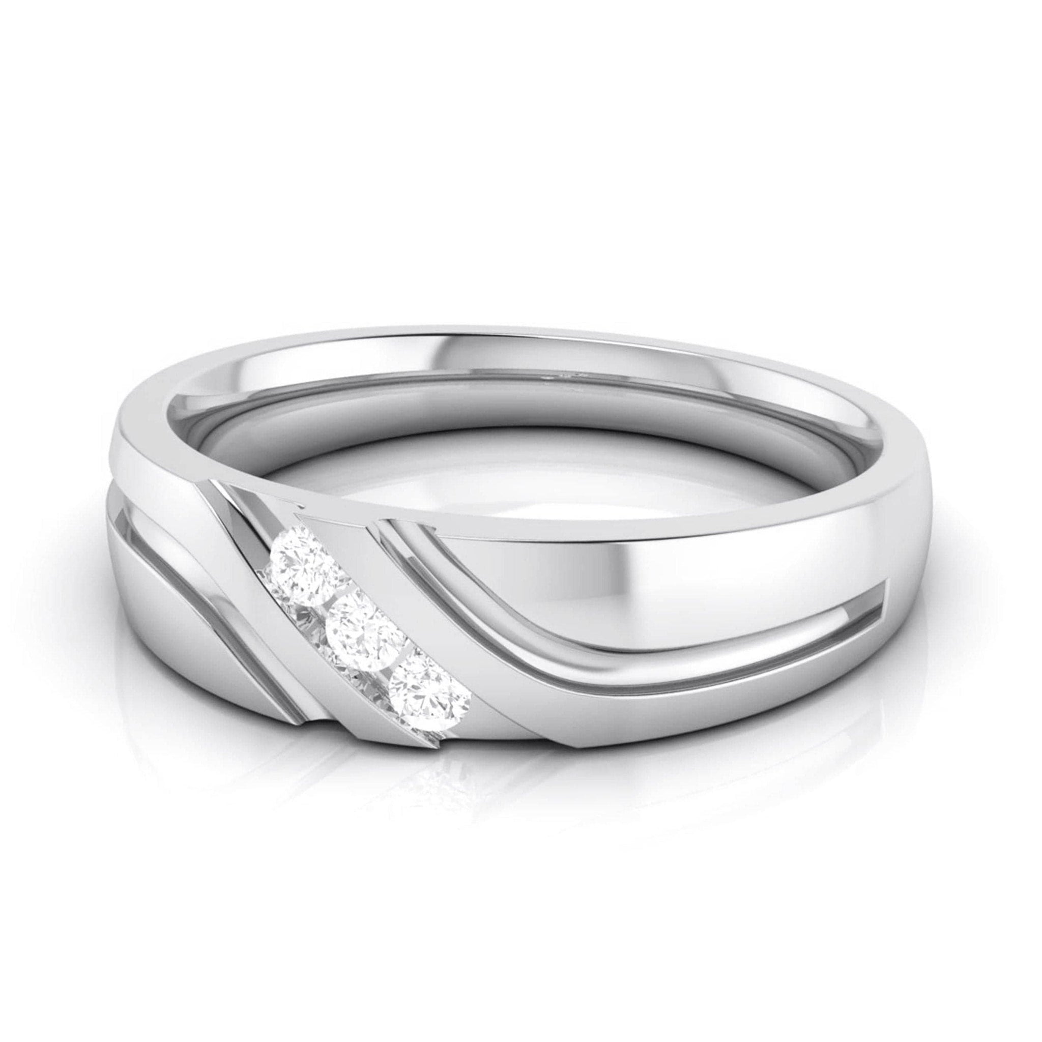 Jewelove™ Rings 3 Diamond Platinum Love Bands JL PT R-8003