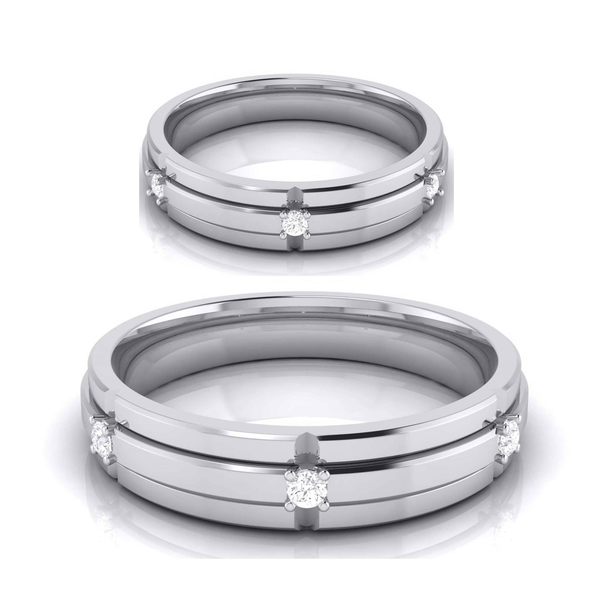 Jewelove™ Rings Both / SI IJ 3 Diamond Platinum Love Bands JL PT R-8018