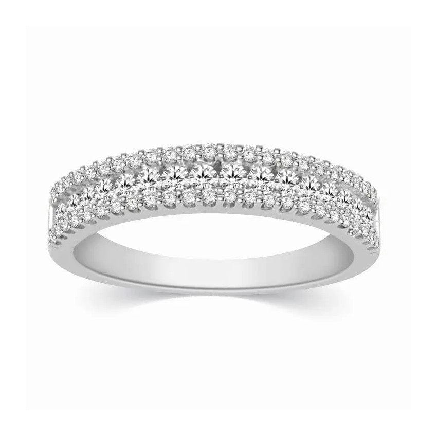 Jewelove™ Rings 3 Row Half Eternity Diamond Ring in Platinum JL PT 329