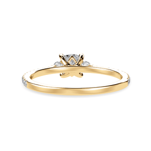 Jewelove™ Rings Women's Band only / VVS G 30-Pointer Cushion Cut Solitaire Diamond Accents Shank 18K Yellow Gold Ring JL AU 1241Y