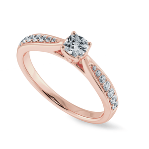 Jewelove™ Rings Women's Band only / VVS GH 30-Pointer Cushion Cut Solitaire Diamond Shank 18K Rose Gold Ring JL AU 1279R