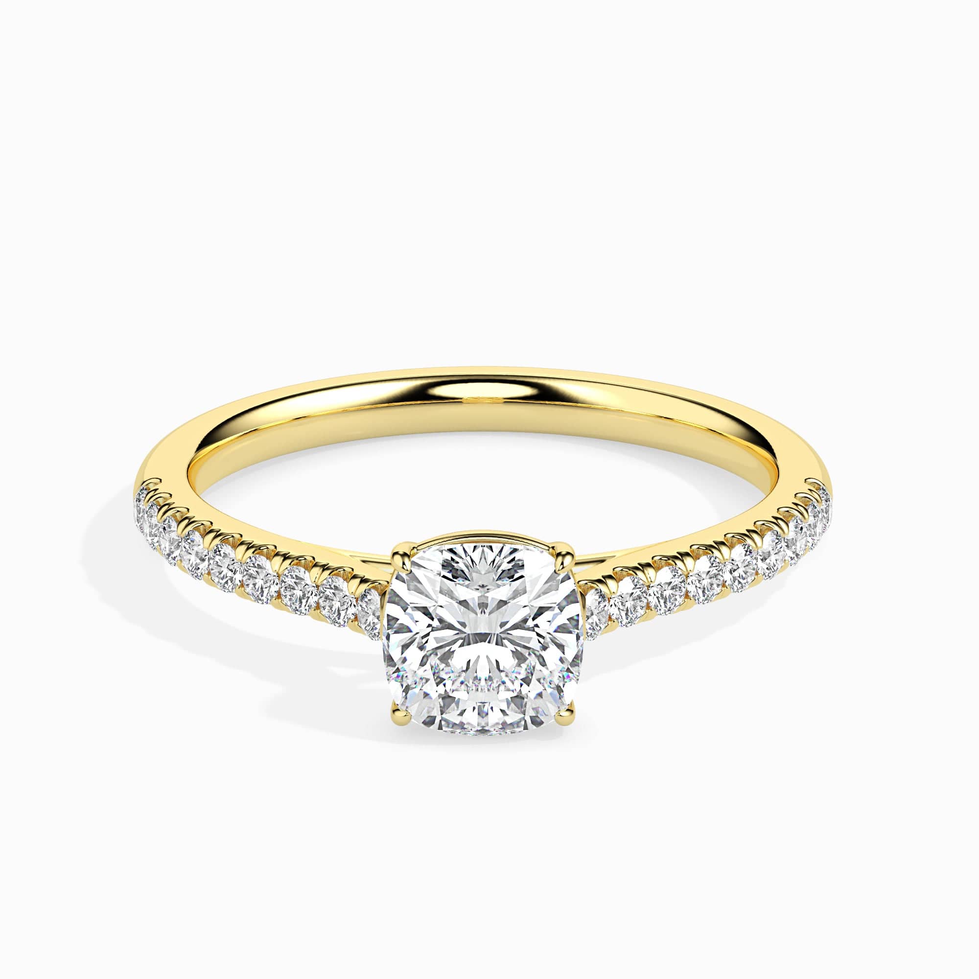 Jewelove™ Rings Women's Band only / VVS G 30-Pointer Cushion Cut Solitaire Diamond Shank 18K Yellow Gold Ring JL AU 19013Y