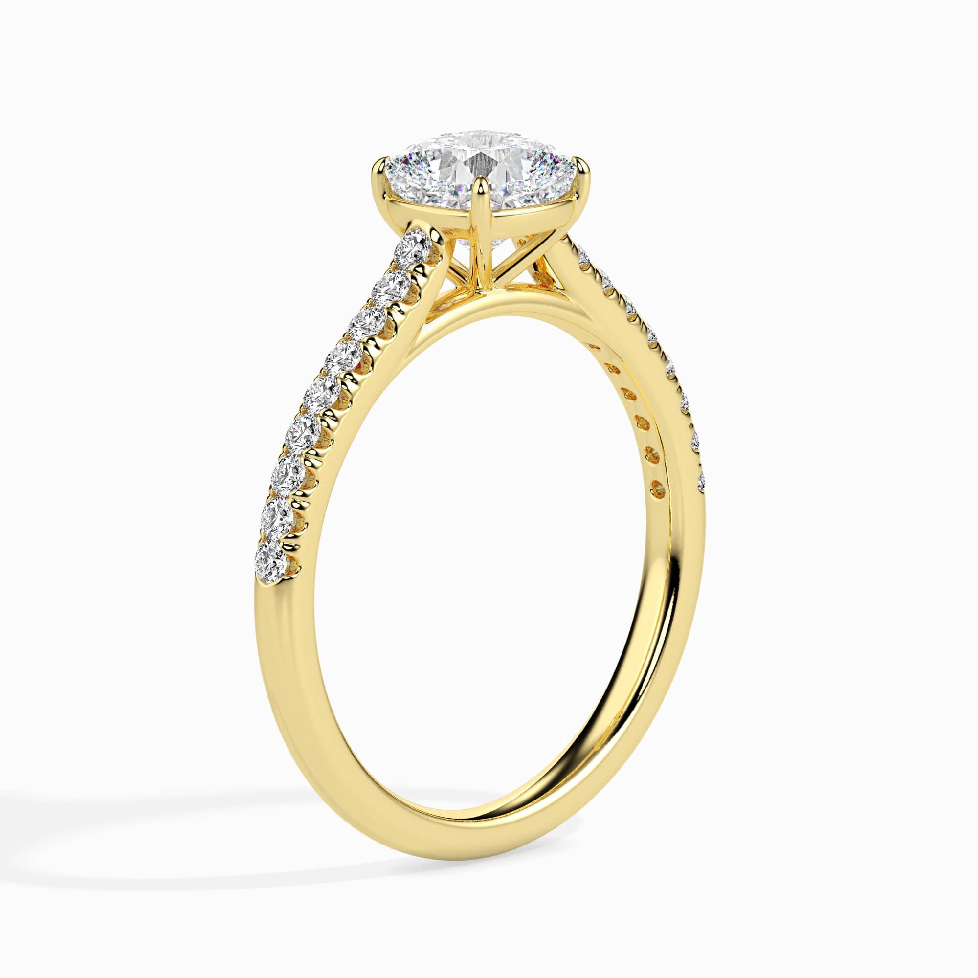 Jewelove™ Rings Women's Band only / VVS G 30-Pointer Cushion Cut Solitaire Diamond Shank 18K Yellow Gold Ring JL AU 19013Y