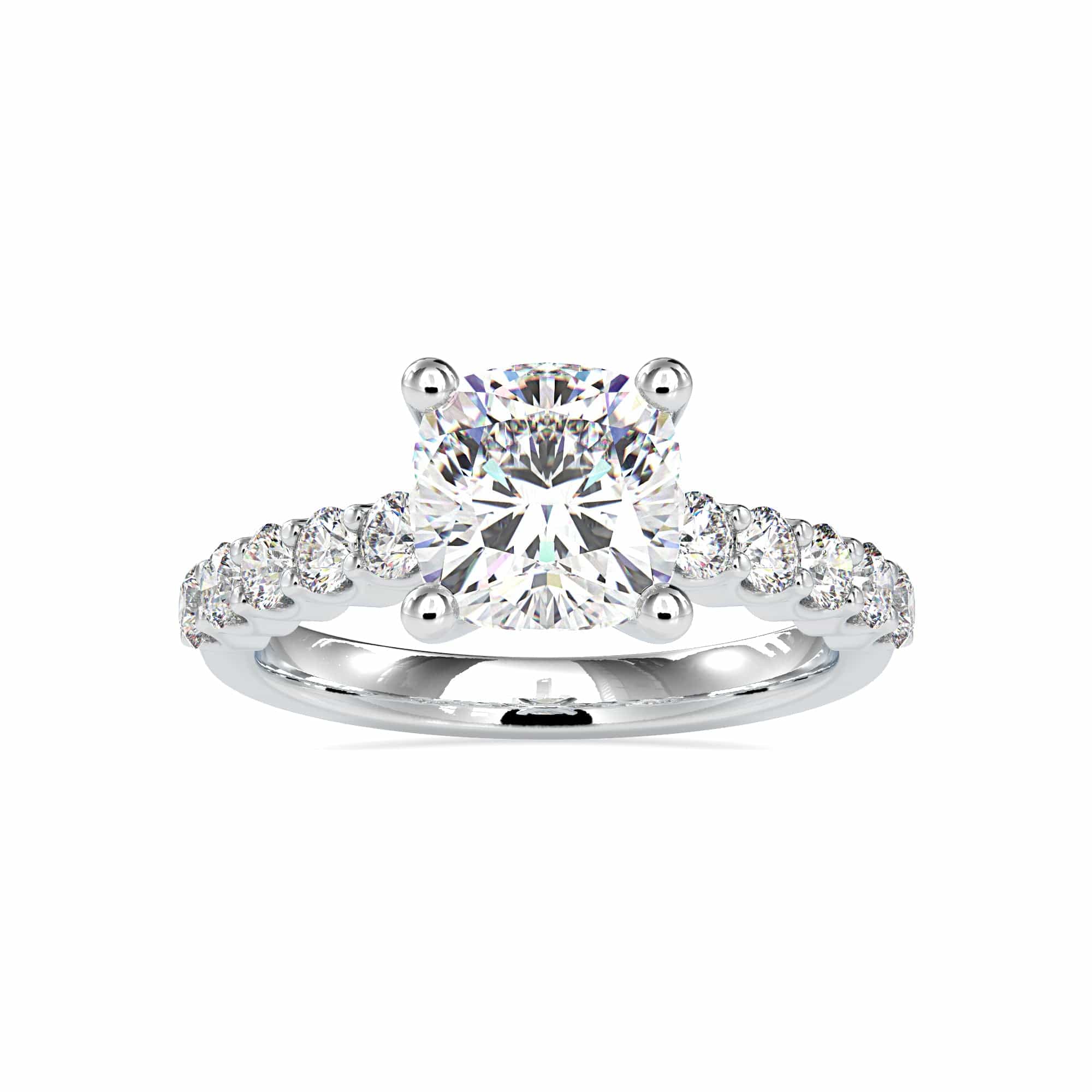 Jewelove™ Rings VVS GH / Women's Band only 30-Pointer Cushion Cut Solitaire Diamond Shank Platinum Ring JL PT 0111