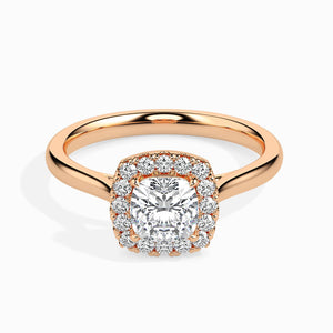 Jewelove™ Rings Women's Band only / VVS GH 30-Pointer Cushion Cut Solitaire Halo Diamond 18K Rose Gold Ring JL AU 19023R