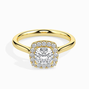 Jewelove™ Rings Women's Band only / VVS G 30-Pointer Cushion Cut Solitaire Halo Diamond 18K Yellow Gold Ring JL AU 19023Y