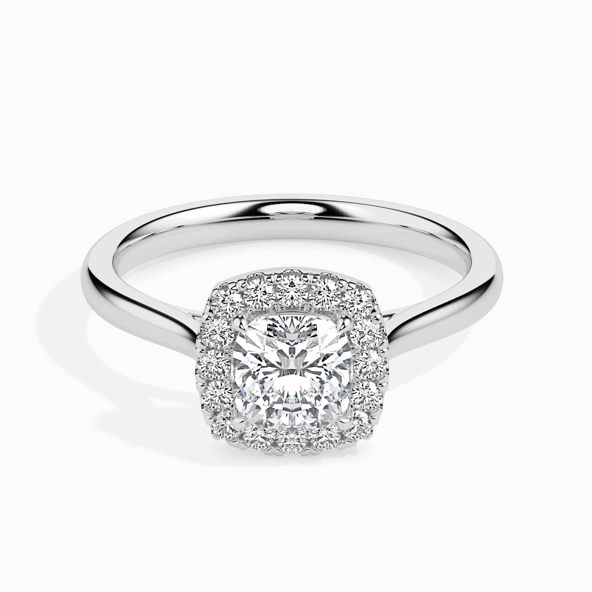 Jewelove™ Rings Women's Band only / VVS G 30-Pointer Cushion Cut Solitaire Halo Diamond Platinum Engagement Ring JL PT 19023