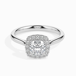 Jewelove™ Rings Women's Band only / VVS G 30-Pointer Cushion Cut Solitaire Halo Diamond Platinum Engagement Ring JL PT 19023