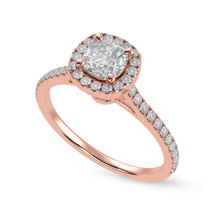 Jewelove™ Rings Women's Band only / VVS GH 30-Pointer Cushion Cut Solitaire Halo Diamond Shank 18K Rose Gold Ring JL AU 1287R