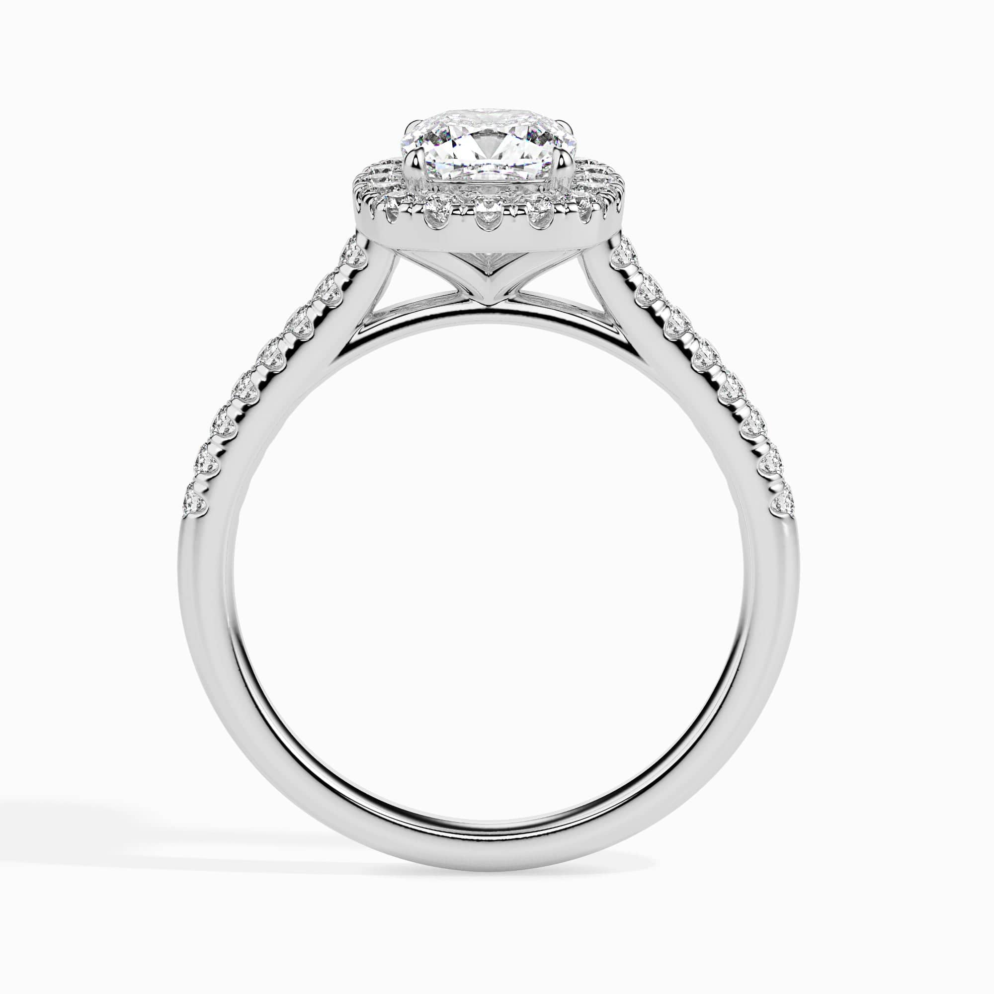 Jewelove™ Rings Women's Band only / VVS G 30-Pointer Cushion Cut Solitaire Halo Diamond Shank Platinum Engagement Ring JL PT 19033