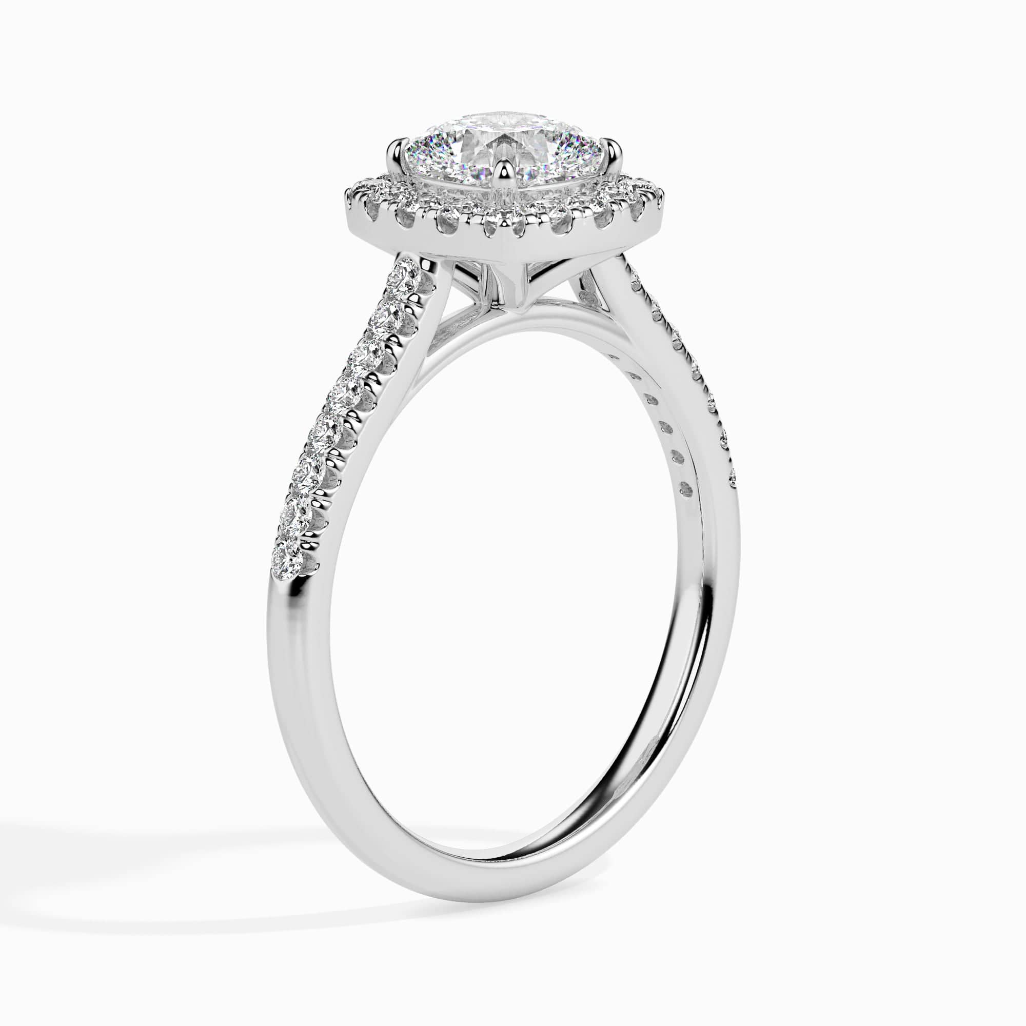 Jewelove™ Rings Women's Band only / VVS G 30-Pointer Cushion Cut Solitaire Halo Diamond Shank Platinum Engagement Ring JL PT 19033