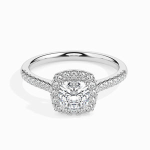 Jewelove™ Rings Women's Band only / VVS G 30-Pointer Cushion Cut Solitaire Halo Diamond Shank Platinum Engagement Ring JL PT 19033