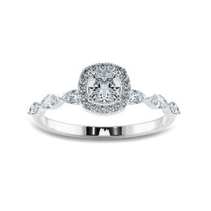 Jewelove™ Rings Women's Band only / VVS G 30-Pointer Cushion Cut Solitaire Halo Diamonds with Pear Cut Diamonds Accents Platinum Engagement Ring JL PT 1271